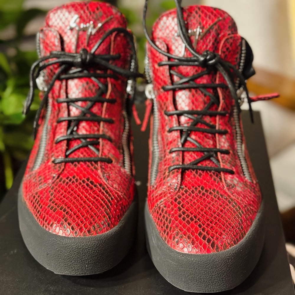 Giuseppe Zanotti Maskenada Red Snake High-Top Sneakers | 43/10 | Like New